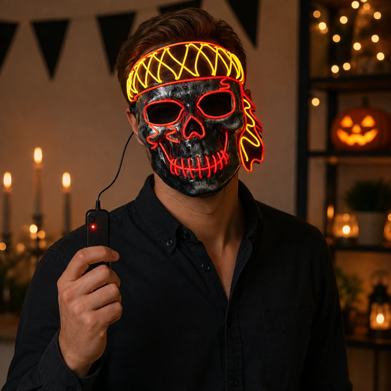 Lysande piratmask för halloween och maskerad