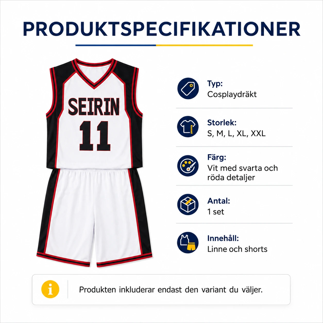 Cosplaydräkt med basketlinne nummer 11