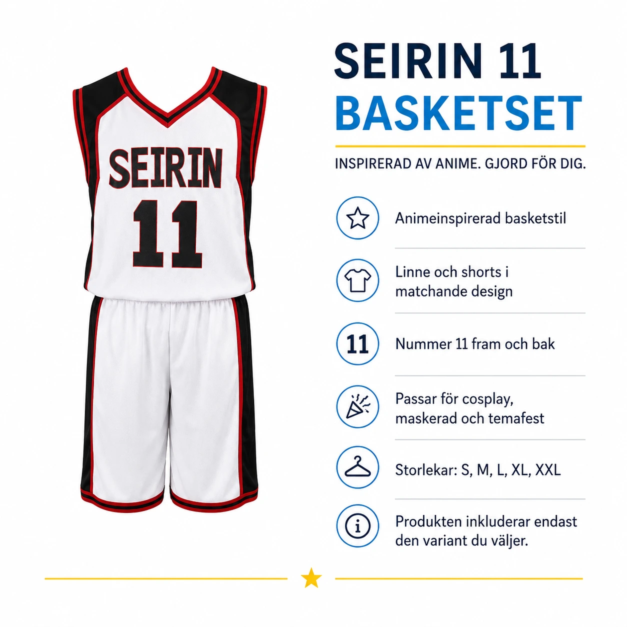 Cosplaydräkt med basketlinne nummer 11