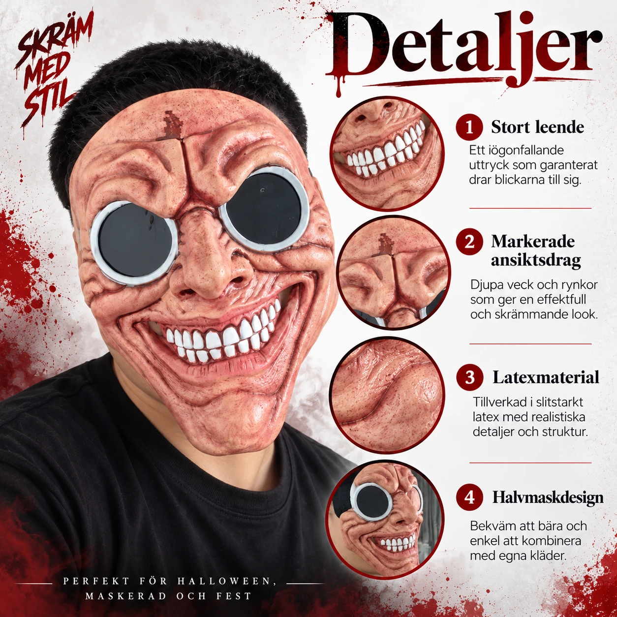Halvmask djävul i latex