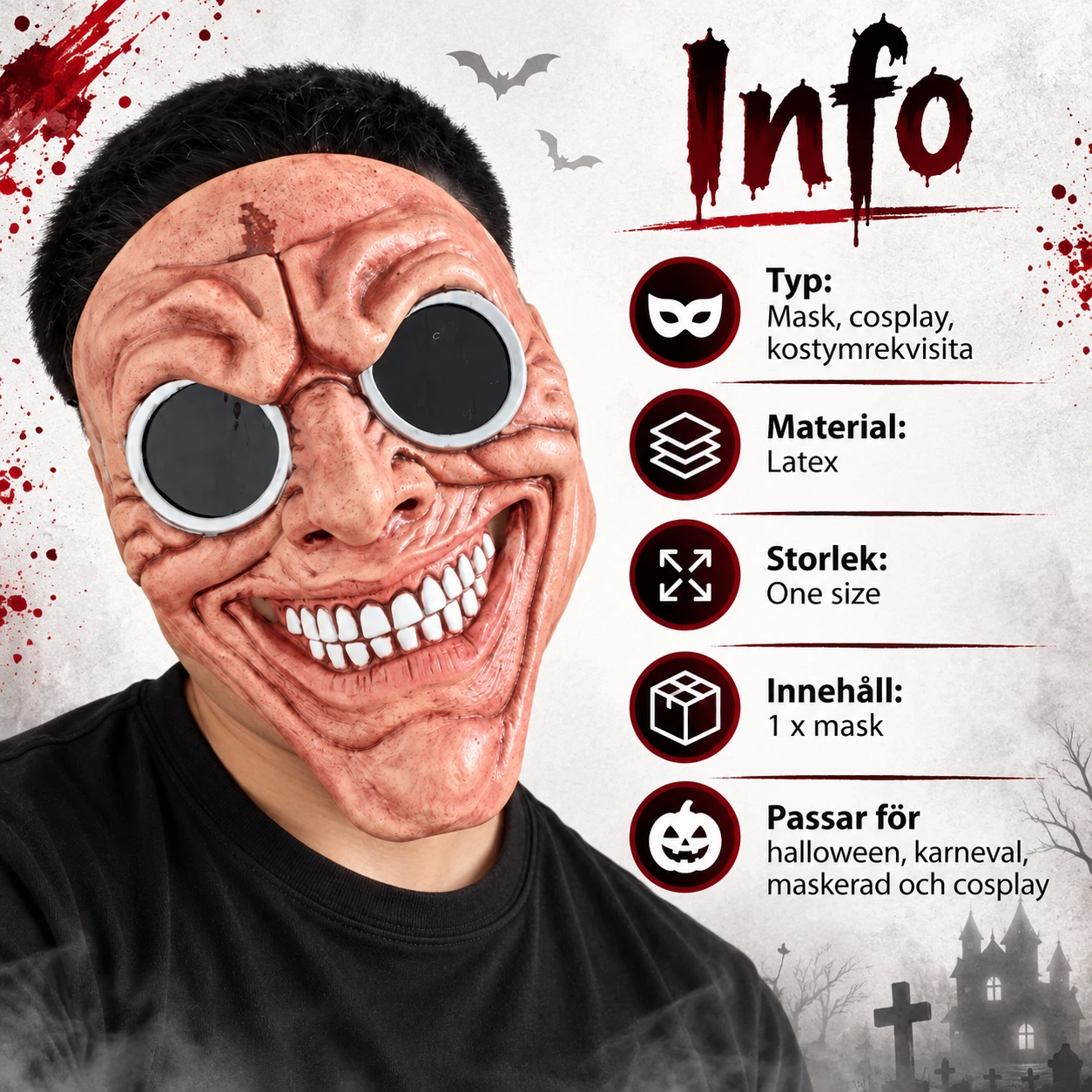 Halvmask djävul i latex