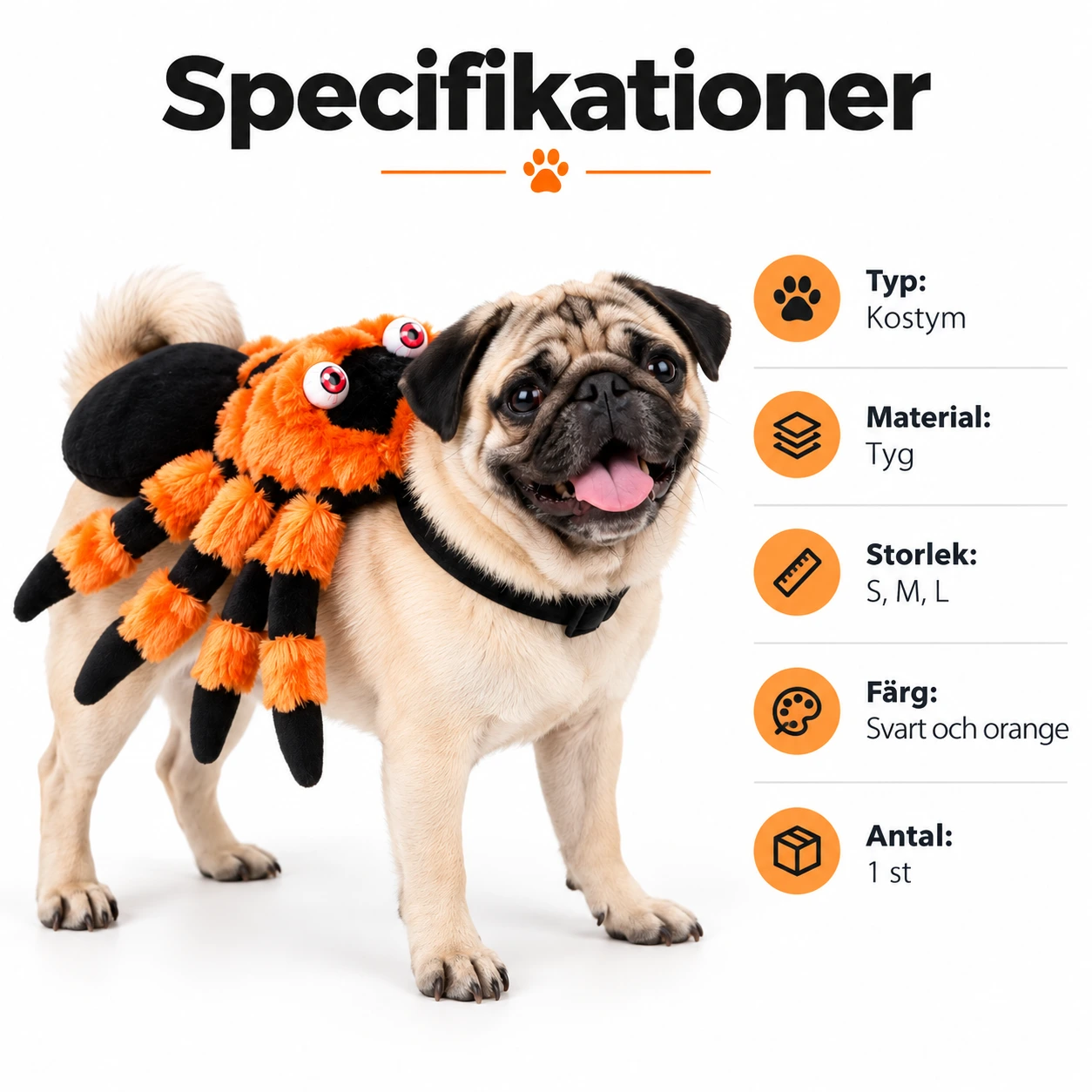 Tillbehörsset spindel för hund och katt i tyg