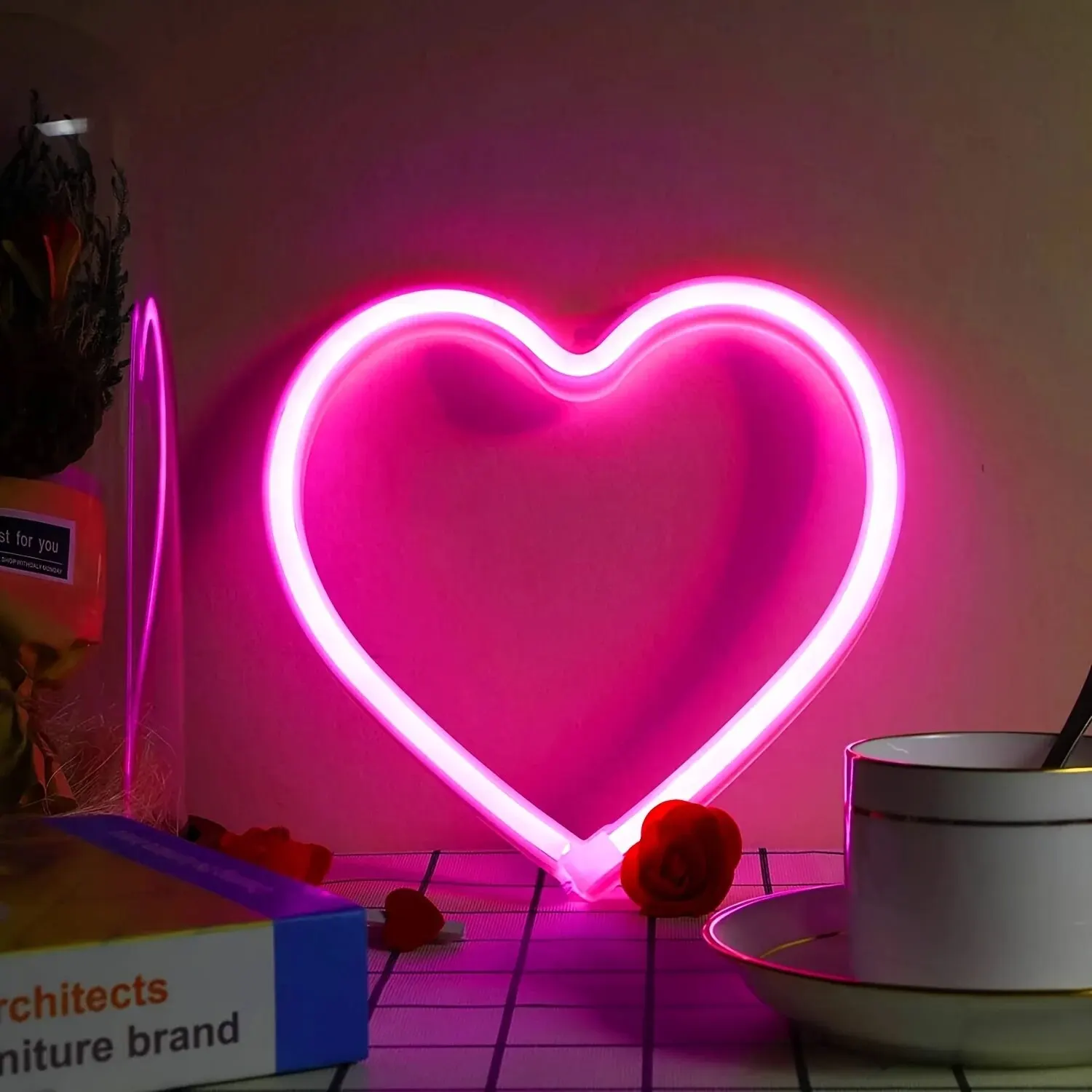 Neonlampa Hjärtformad Rosa 2