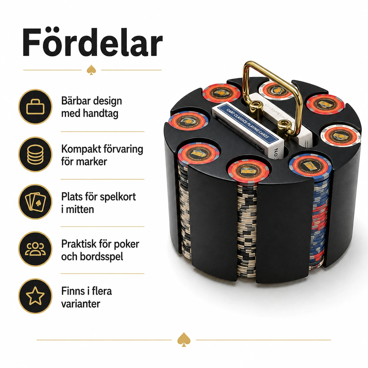 Pokerchipshållare för kortspel och bordsspel
