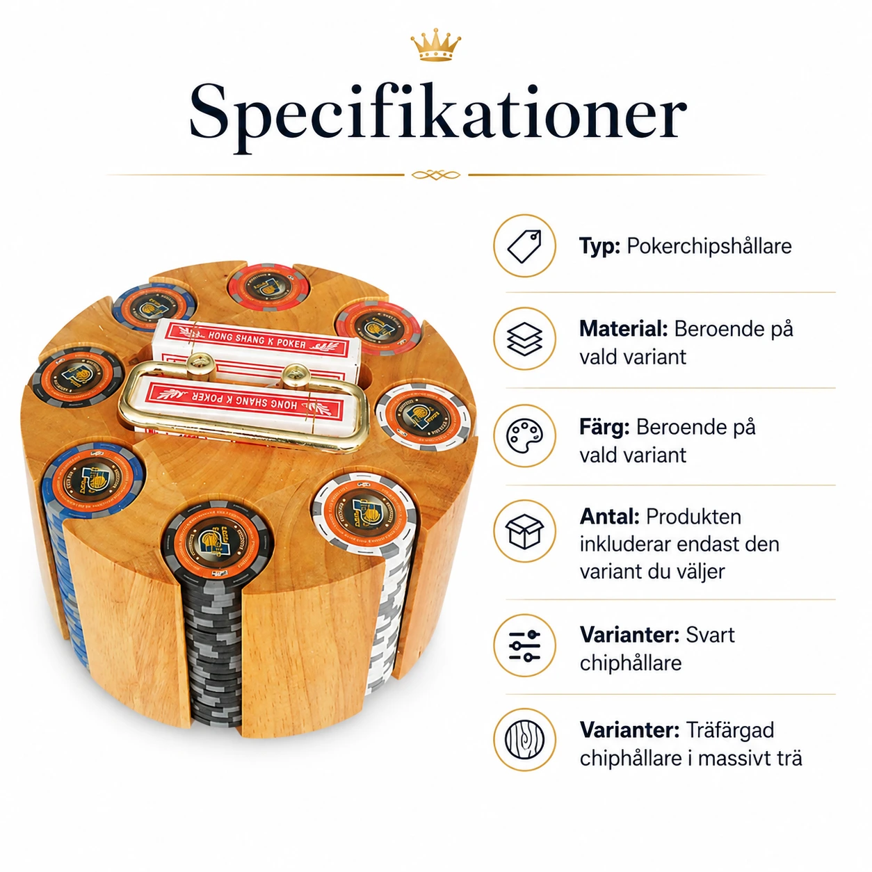 Pokerchipshållare för kortspel och bordsspel