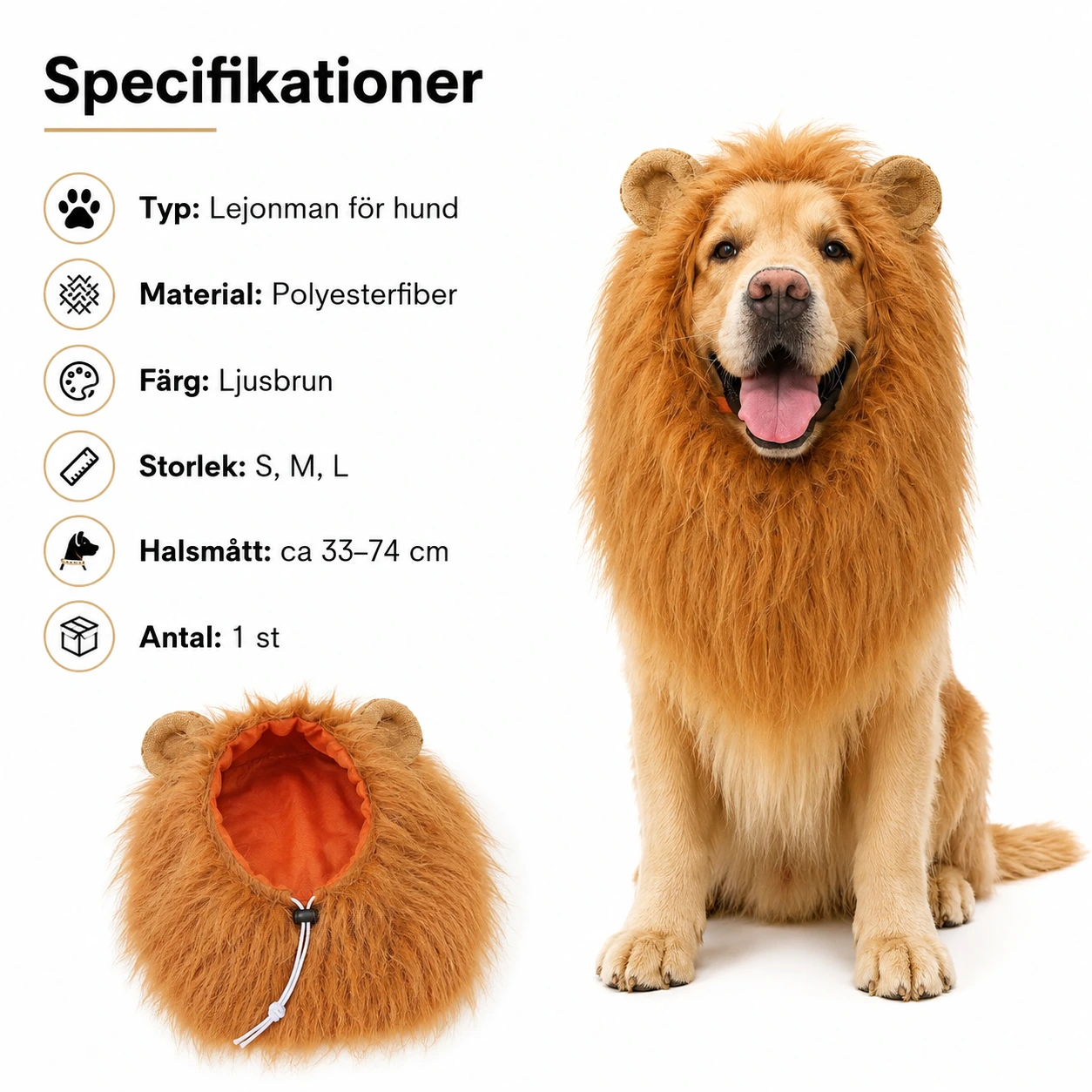 Lejonman för hund som maskeradkostym