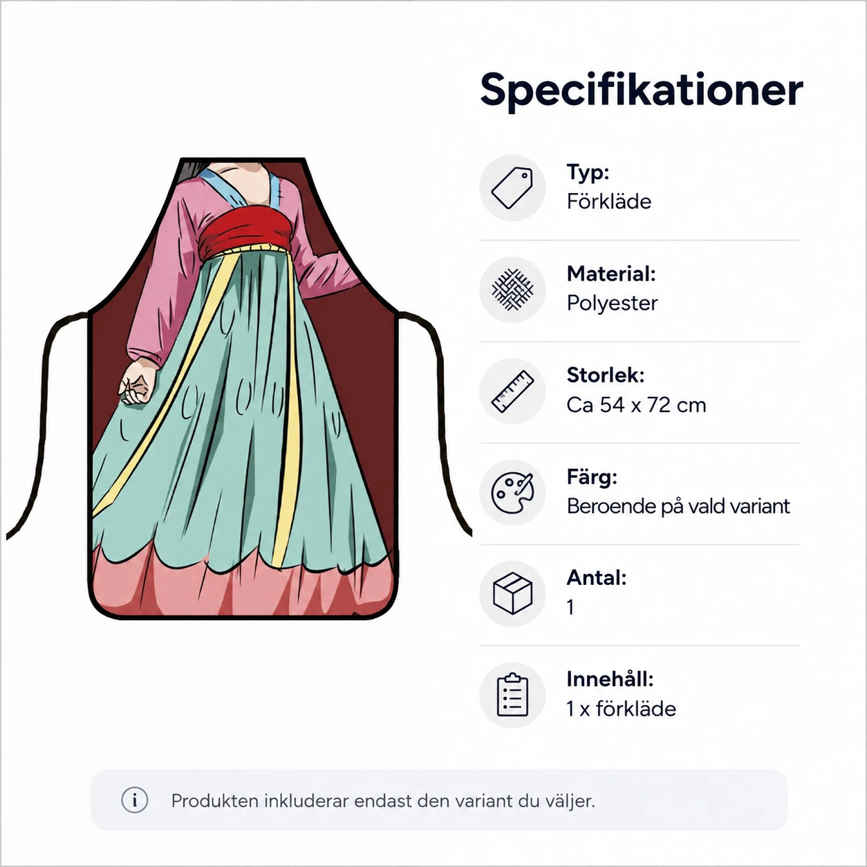 Köksförkläde för matlagning och bakning