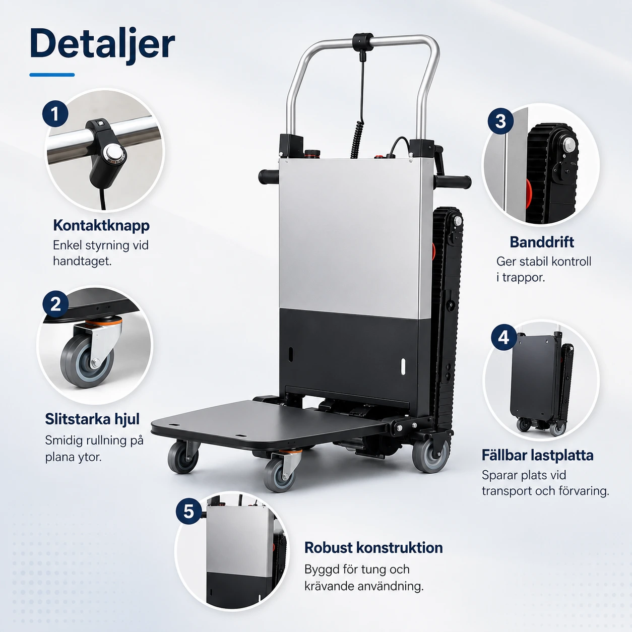 Trappklättrare Elektrisk 350 kg med Batteri och Lastremmar