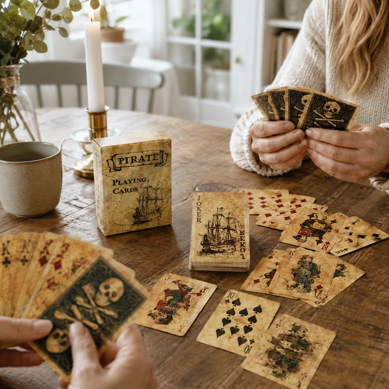 Spelkort med piratmotiv i vintage stil