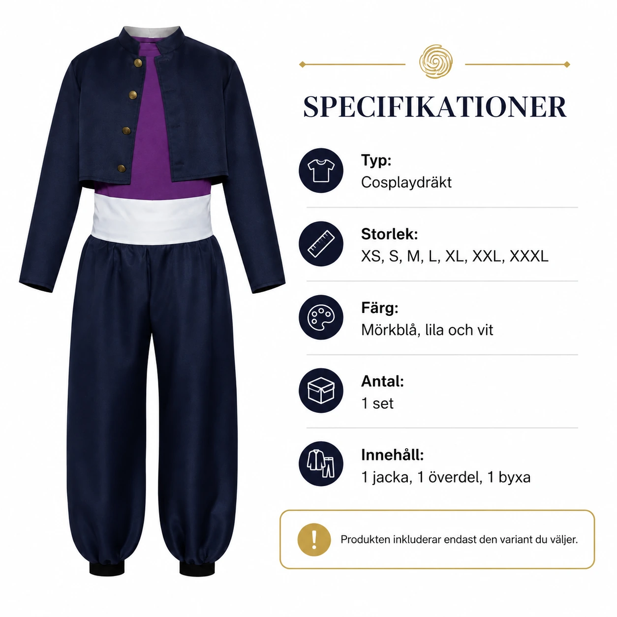 Cosplaydräkt med jacka och byxor