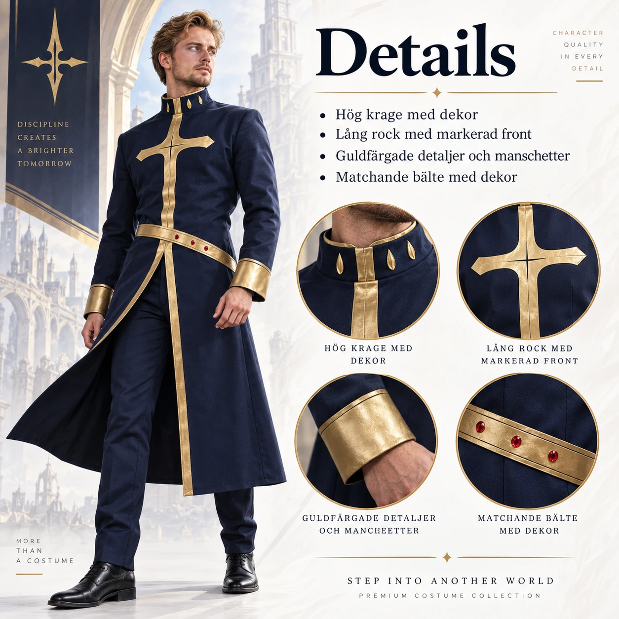 Cosplaydräkt med lång rock för anime och maskerad