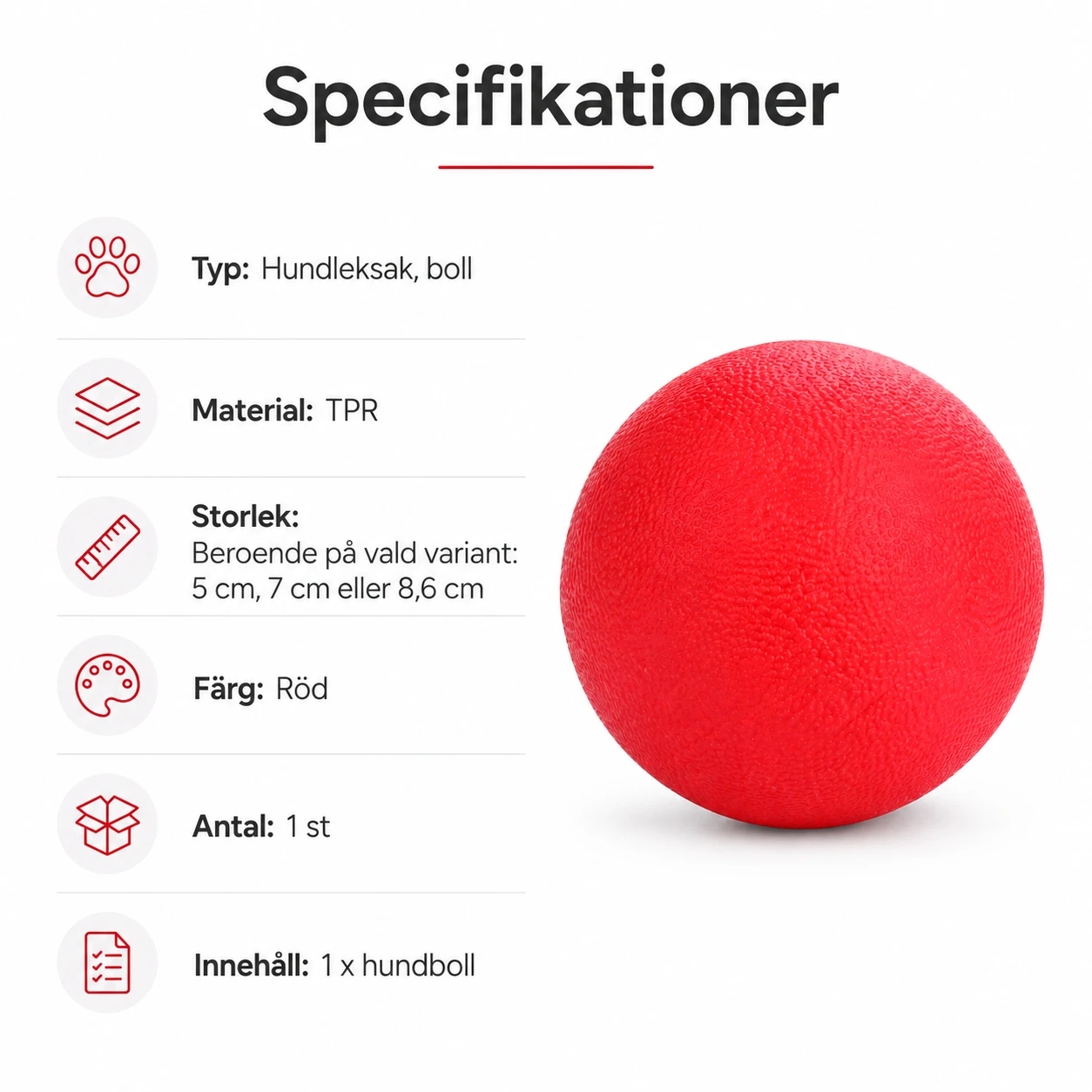 Massiivinen TPR-koiranpallo leikkiin ja noutoon