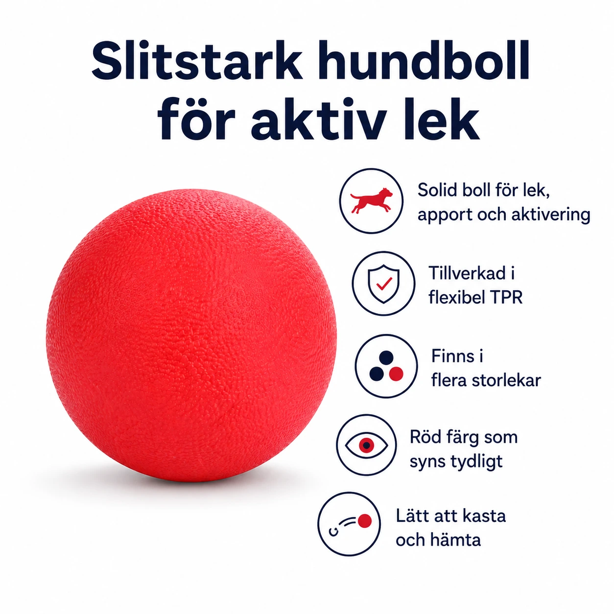 Hundboll i massiv TPR för lek och apport