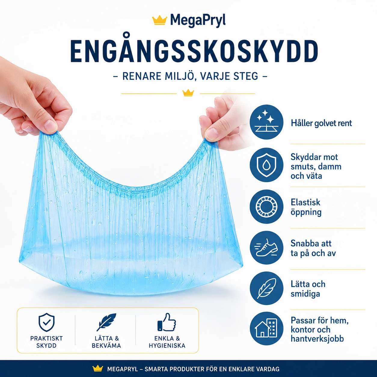 Skoskydd i plast för inomhusbruk och smutsiga skor