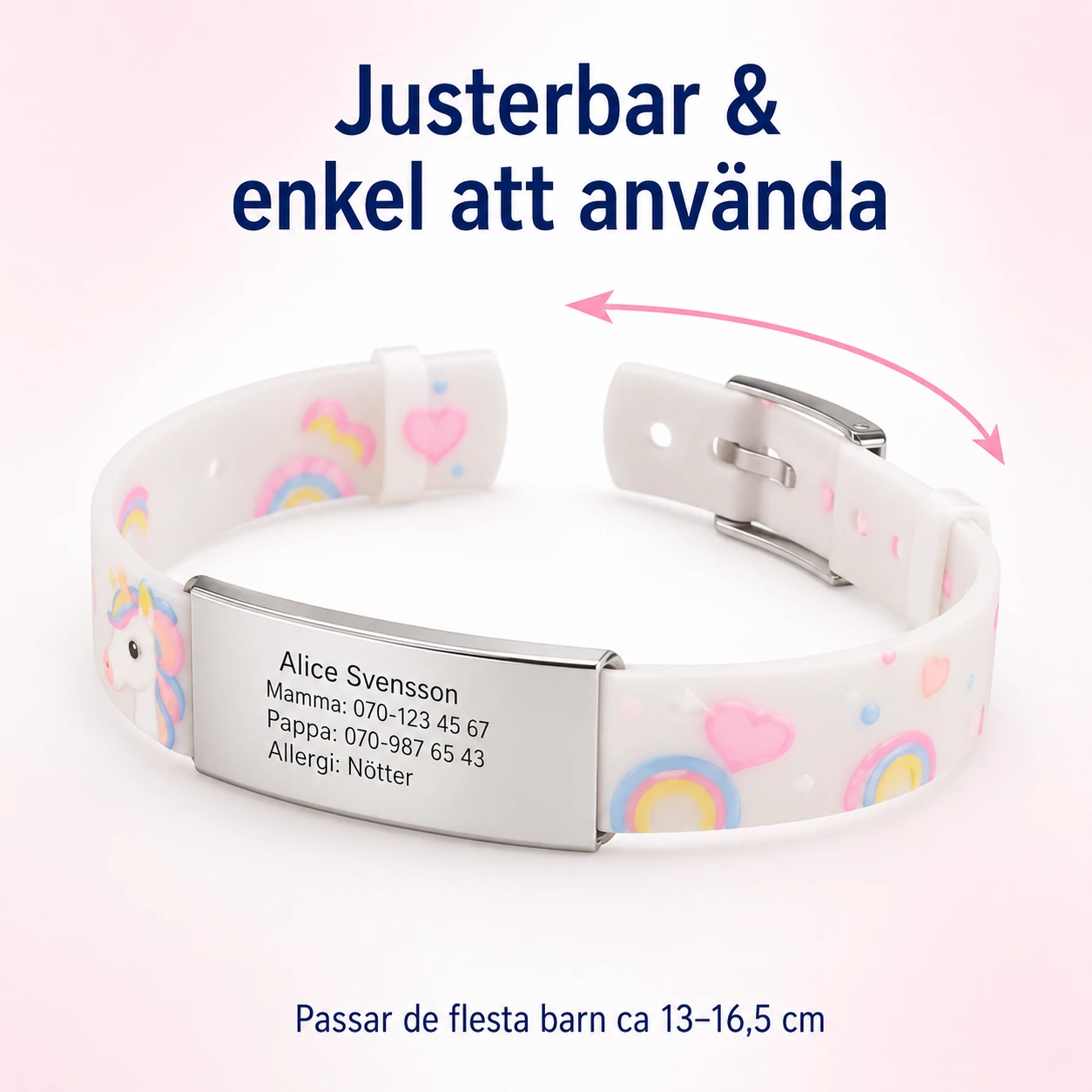 Barnarmband med ID-platta – Personlig Text