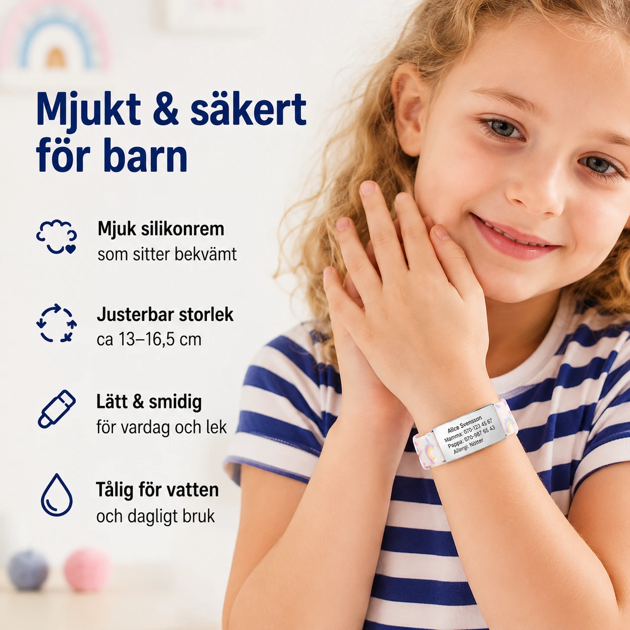 Barnarmband med ID-platta – Personlig Text