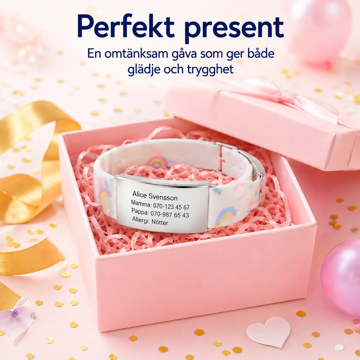 Barnarmband med ID-platta – Personlig Text