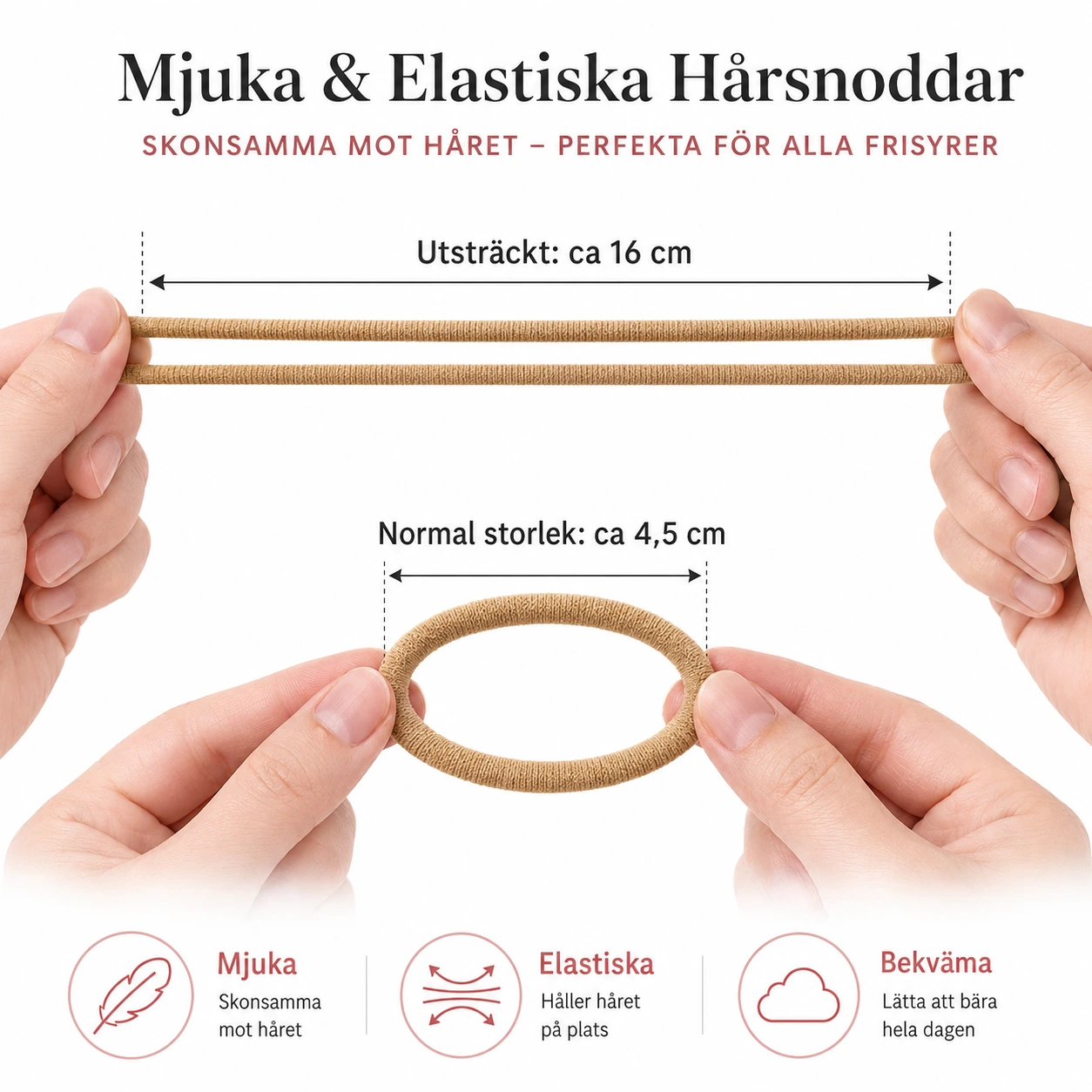 Hårband 100 eller 200-pack – Mjuka Elastiska Hårsnoddar