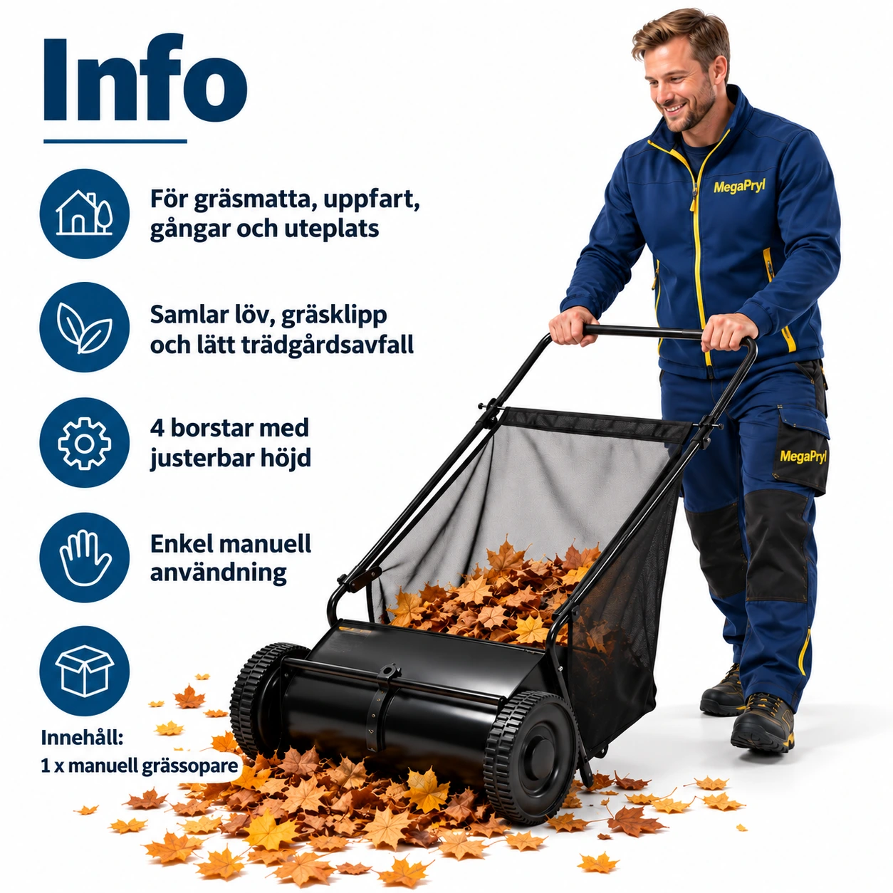 Grässopare för löv och gräsklipp, 21 tum och 6 cu.ft