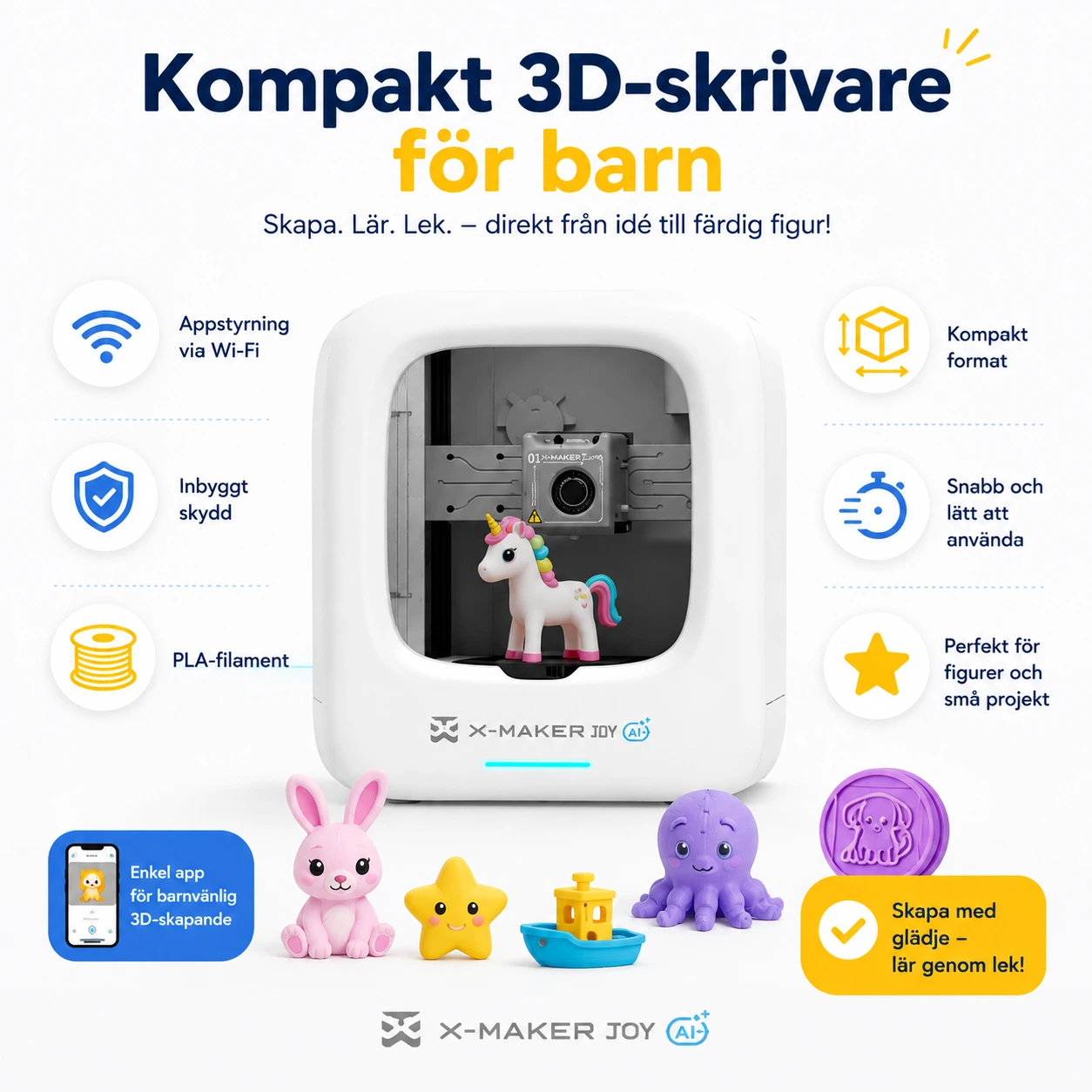 3D-skrivare för barn med app och inbyggt skydd