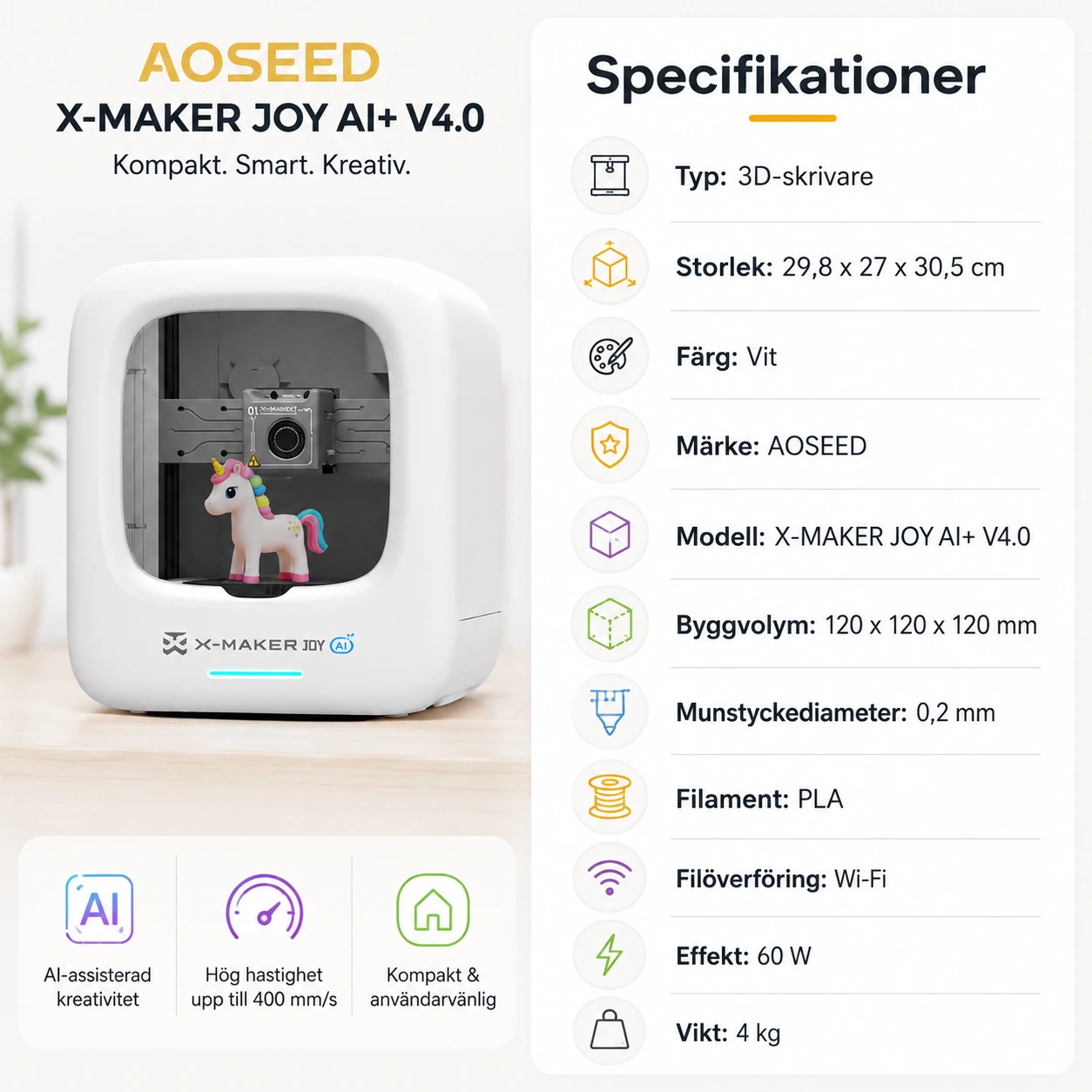3D-skrivare för barn med app och inbyggt skydd