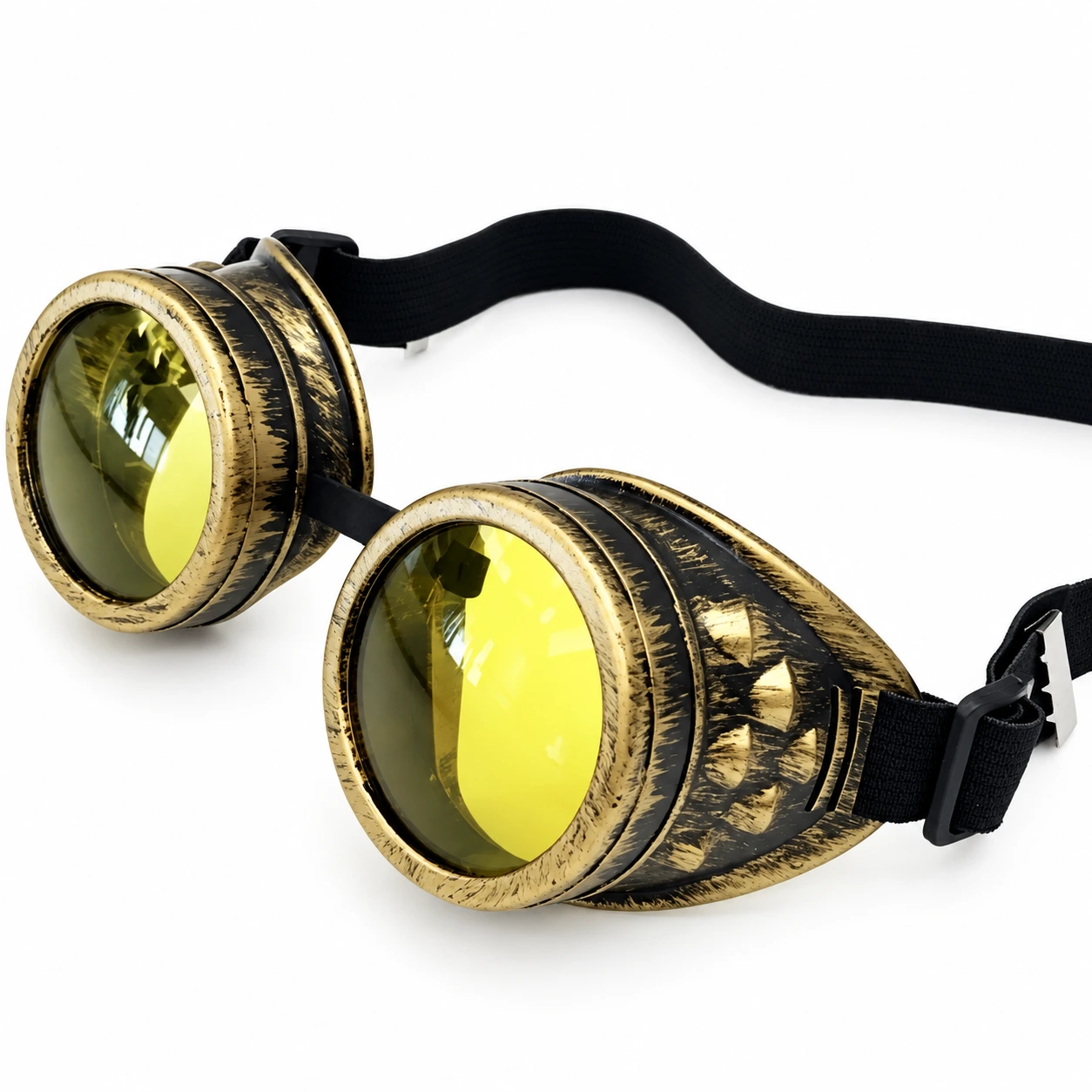 Mässing Steampunk Skyddsglasögon med Gula Linser