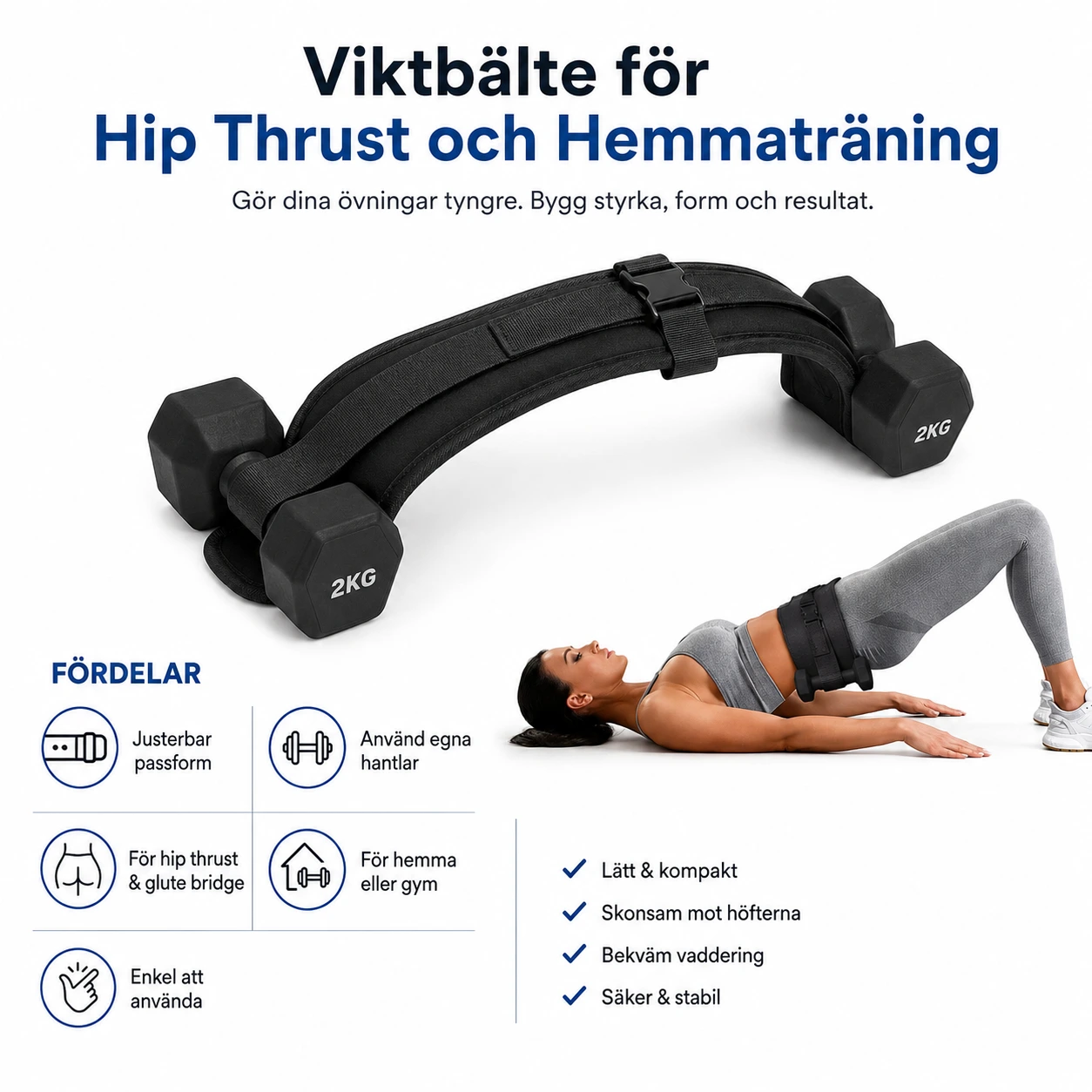 Viktbälte för Hip Thrust och Hemmaträning