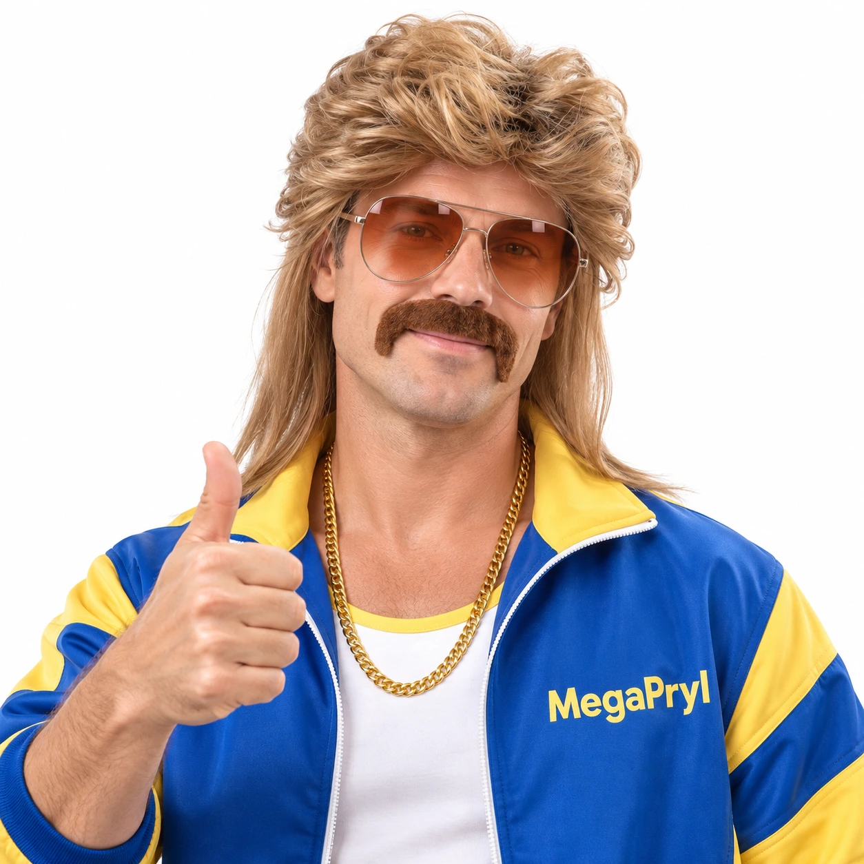 Maskeradtillbehör för herr med peruk, mustasch och solglasögon