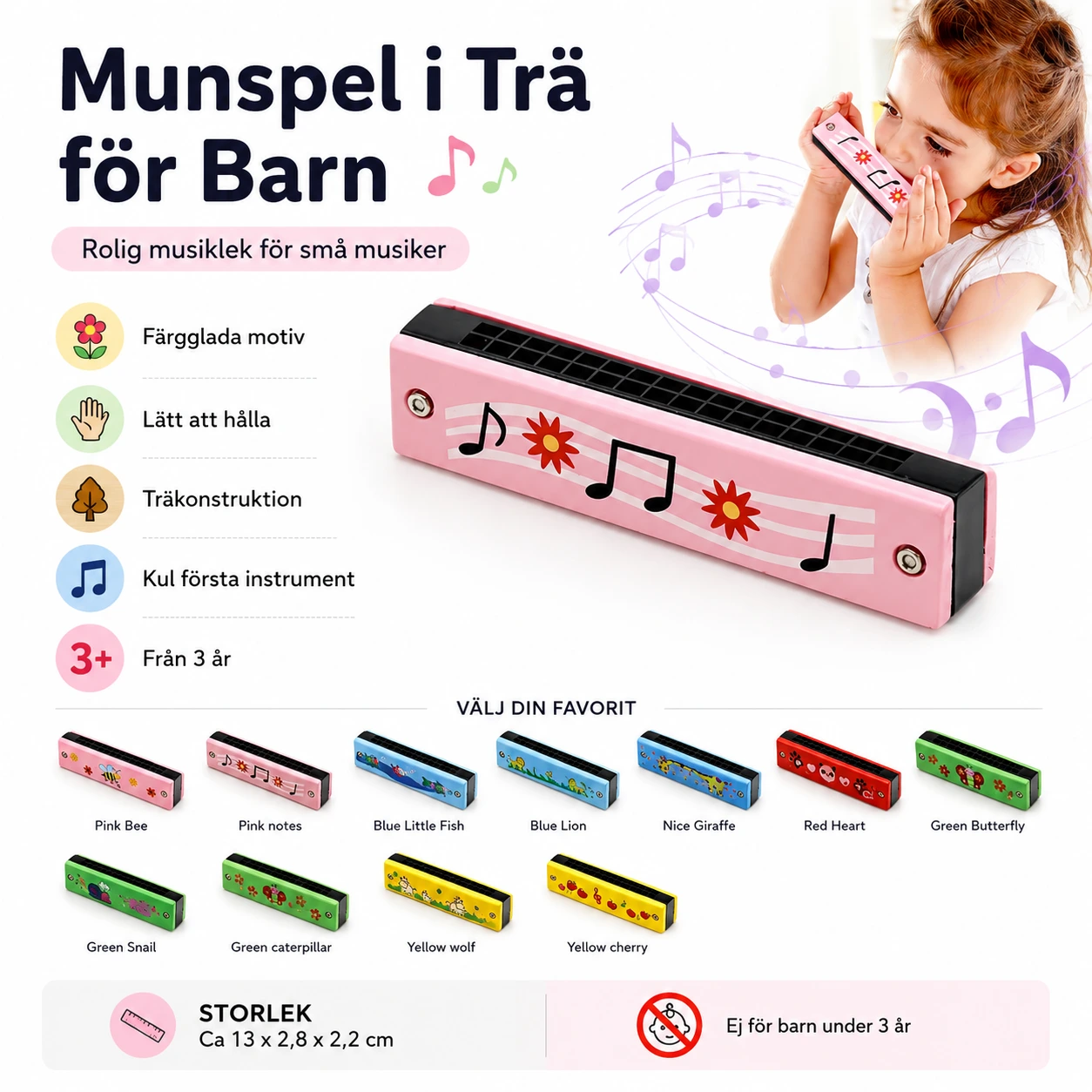 Munspel i Trä för Barn – Färgglatt Musikinstrument