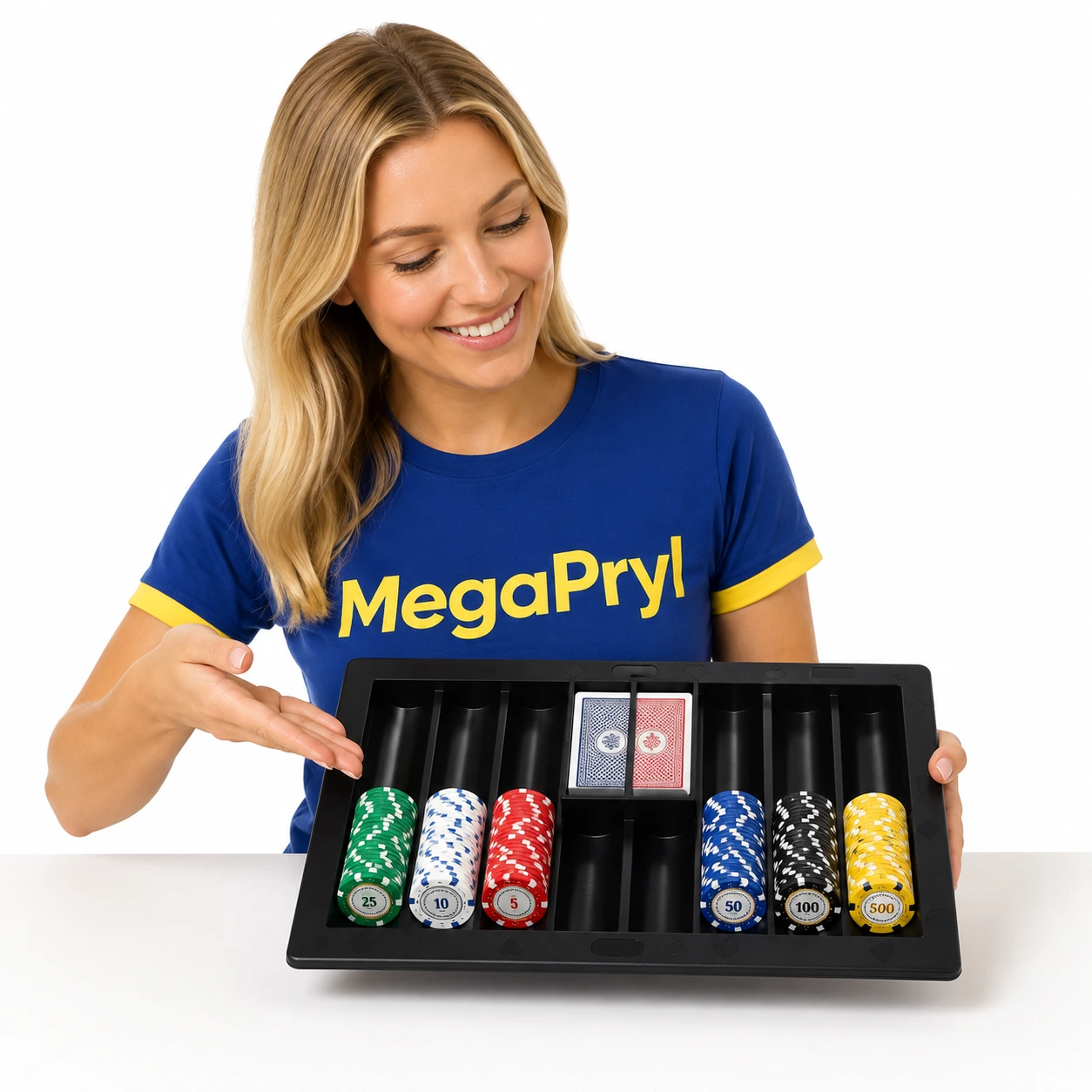 Markerbricka för pokerchips och kort i svart plast
