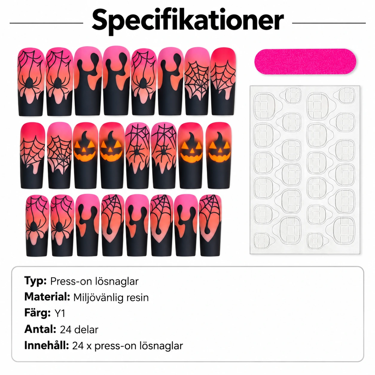 Løsnegler med gresskar og spindelvev, 24 deler