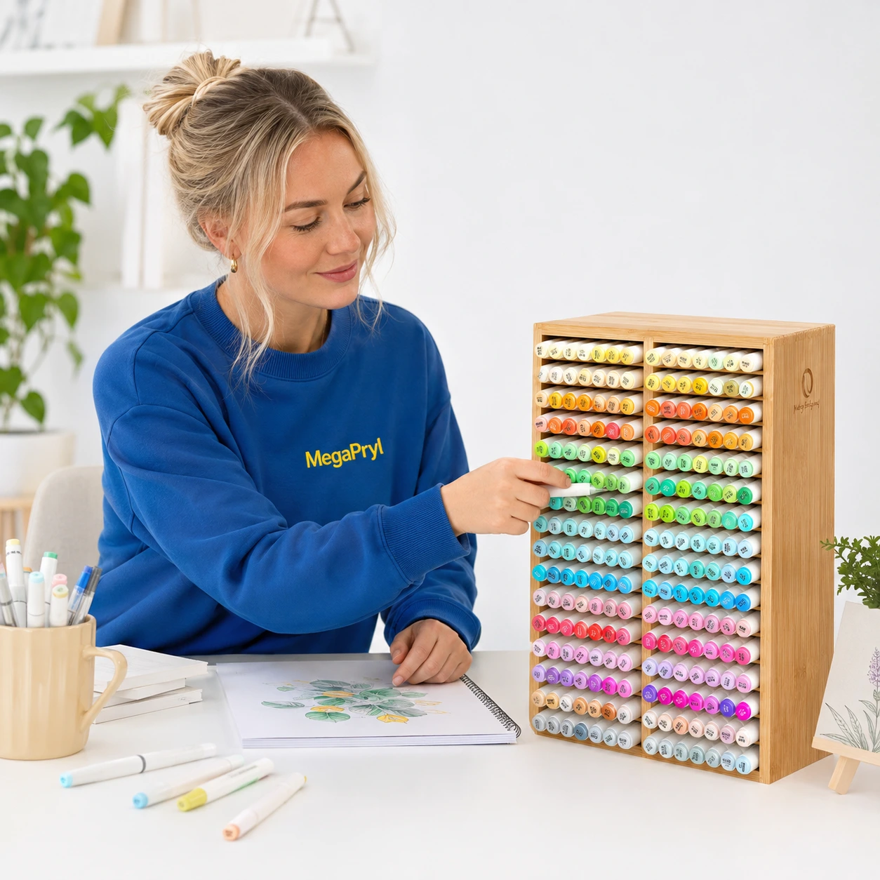 Bambuförvaring för pennor och markers