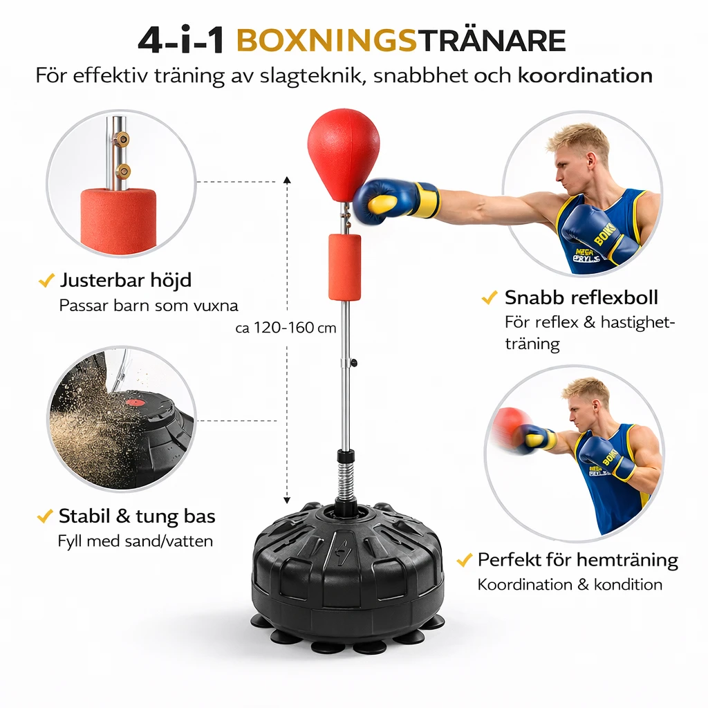 Boxningssäck med Stativ – Justerbar & Stabil
