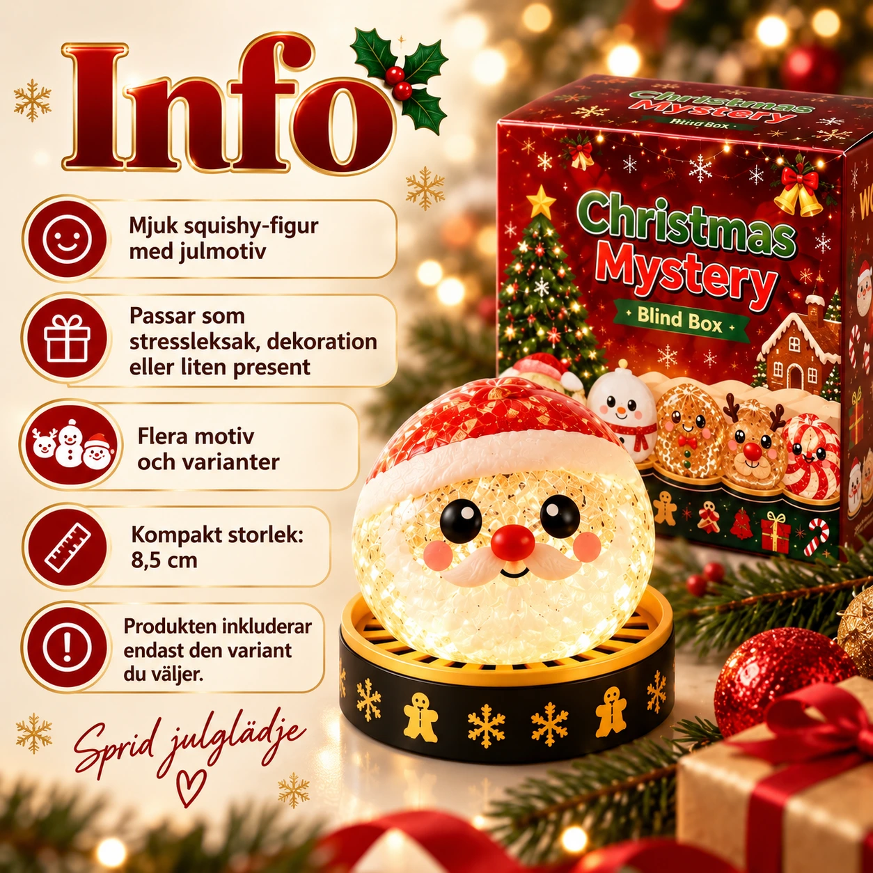 Dumpling julfigur 8,5 cm – mjuk squishy-leksak