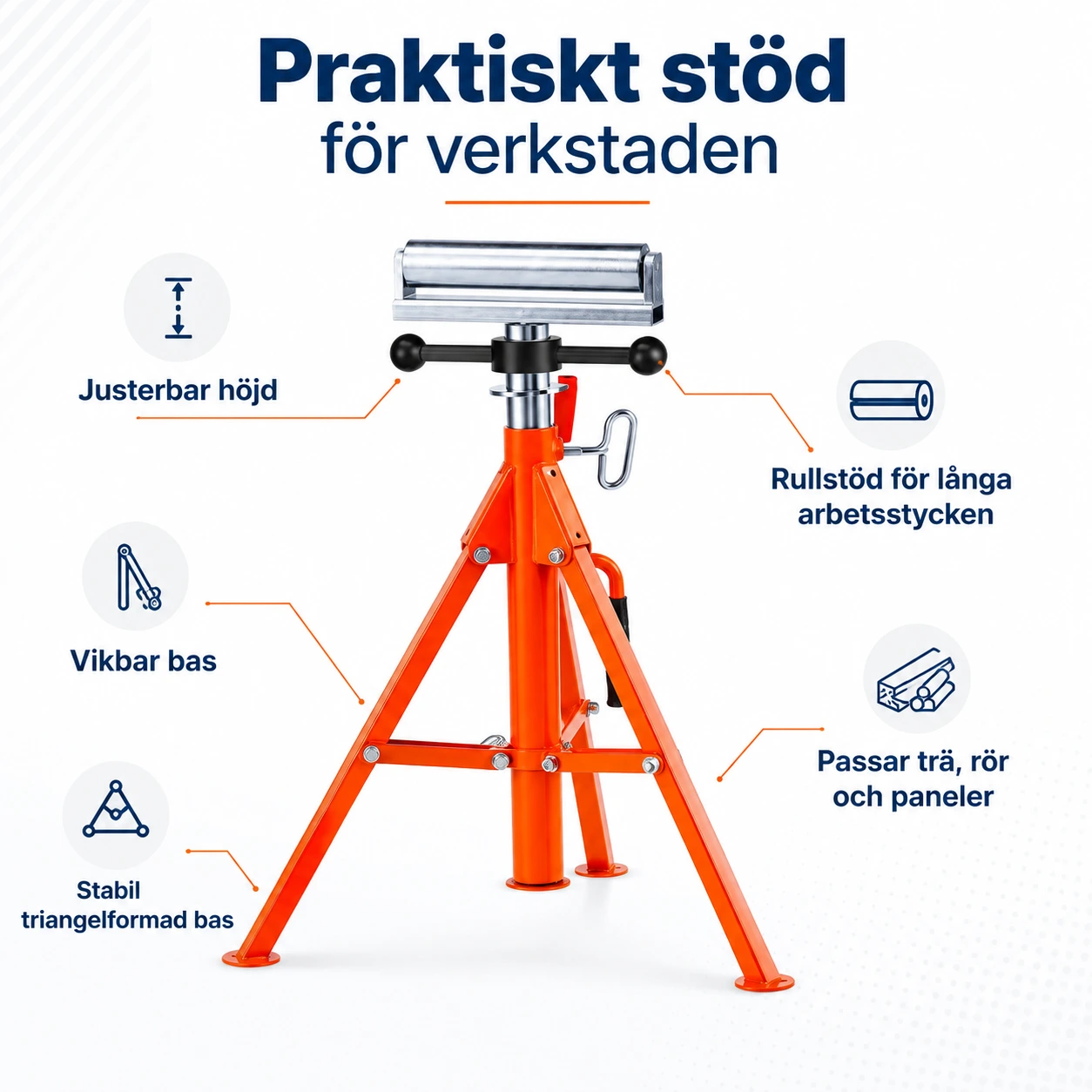 Rullbock med höjdjustering och vikbar bas