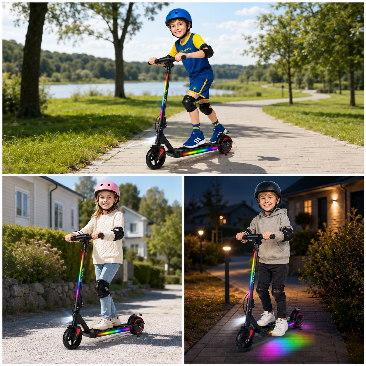 Elsparkcykel för Barn 130W – Hopfällbar med LED