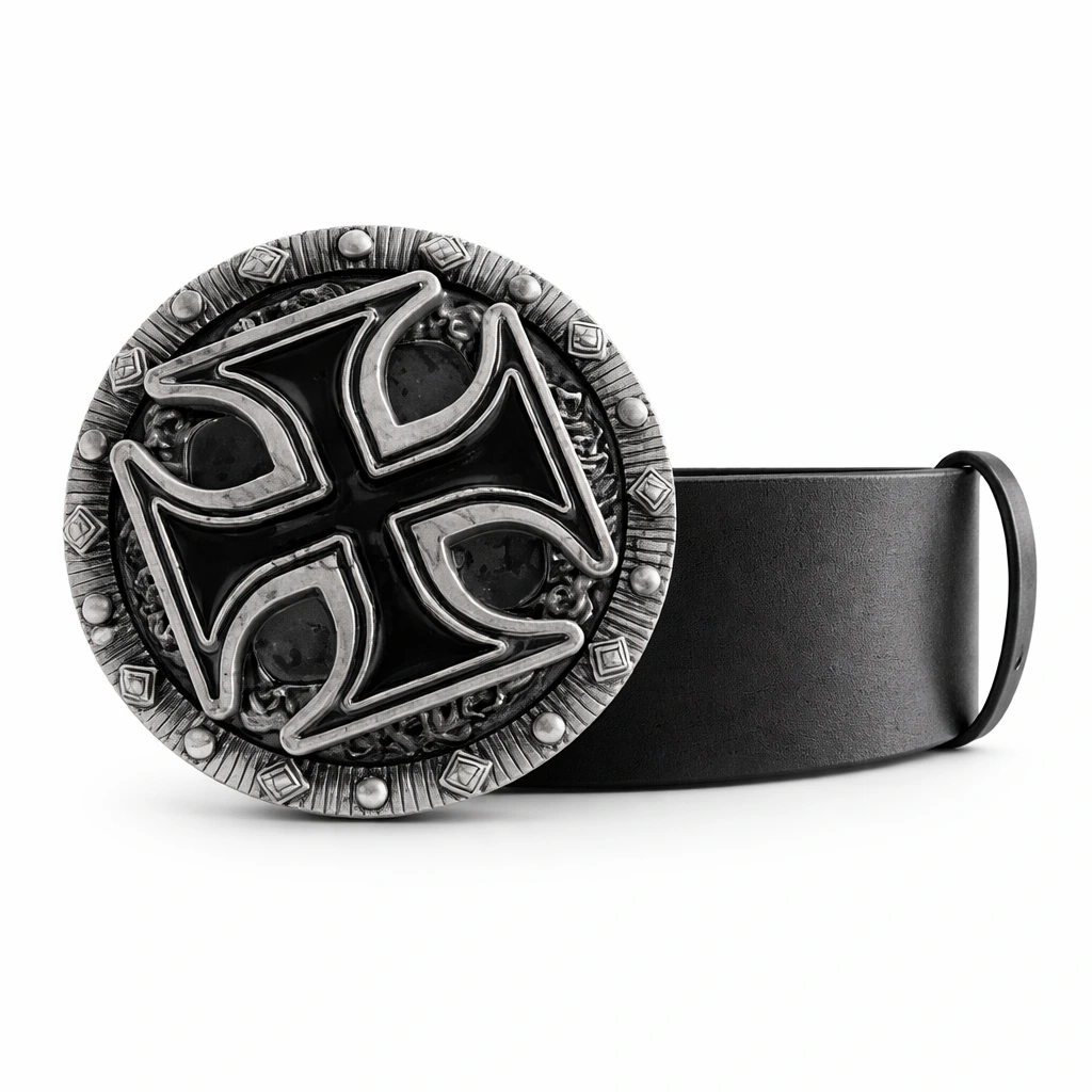 Bälte med Korsspänne – Svart Vintage Metall