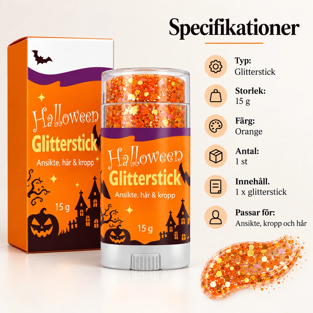Glitterstift for ansikt, kropp og hår