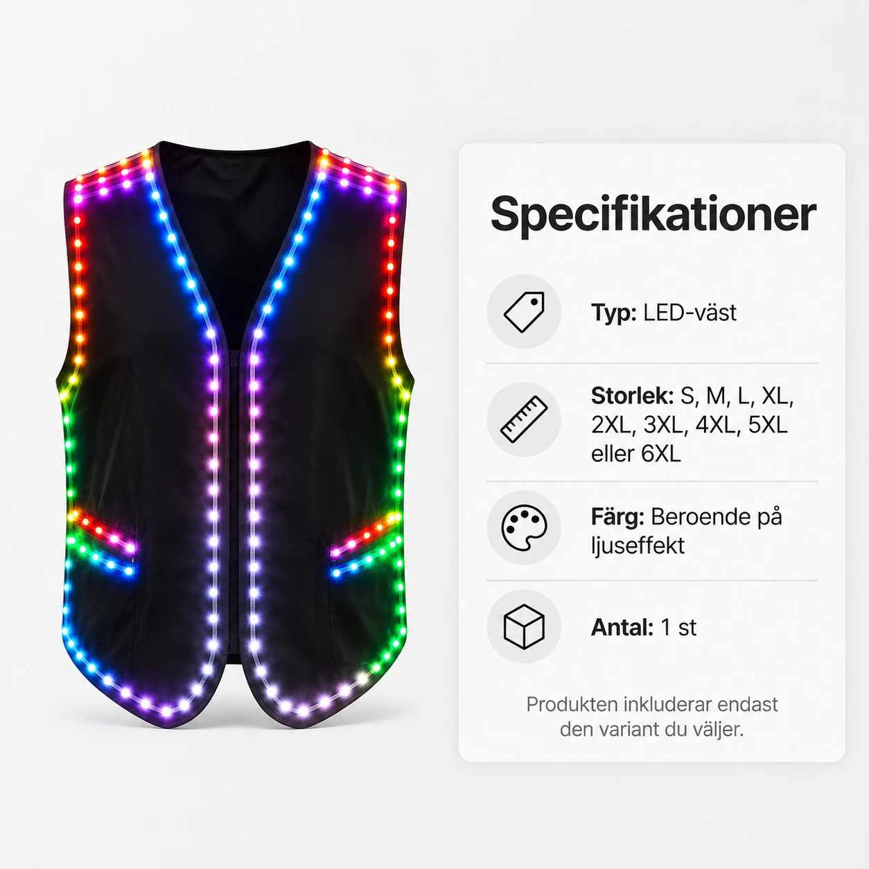 LED-väst för scen och fest i flera storlekar