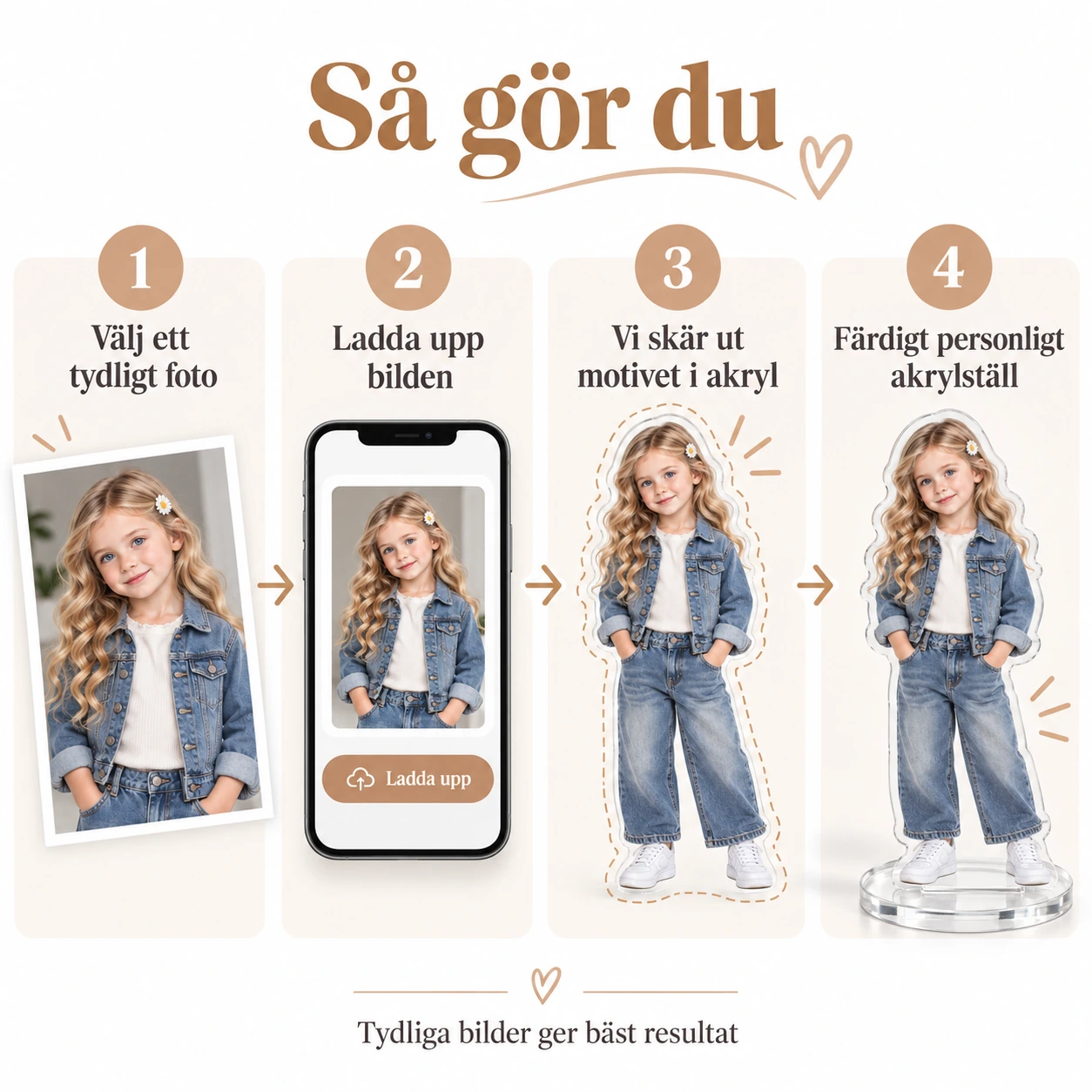 Personligt akrylställ med eget foto för skrivbord