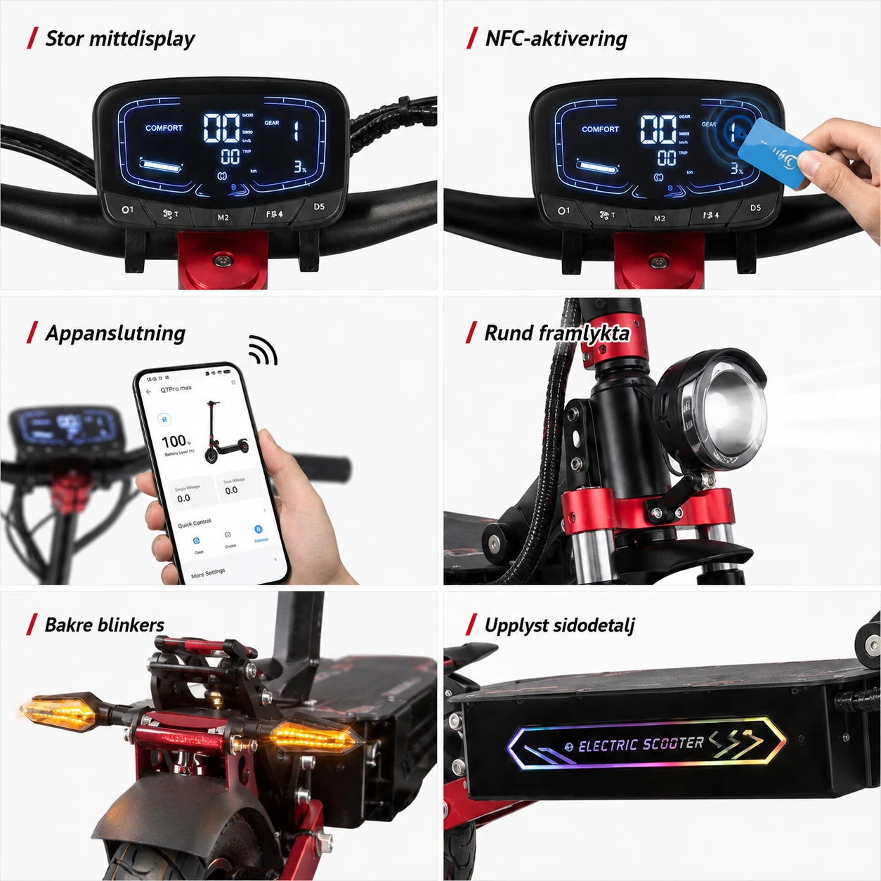 Elscooter 52V 28Ah med Dubbel Motor, NFC och App