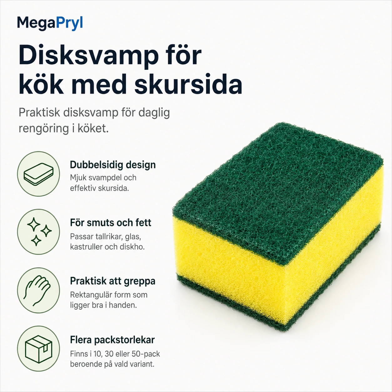 Disksvamp för kök med skursida