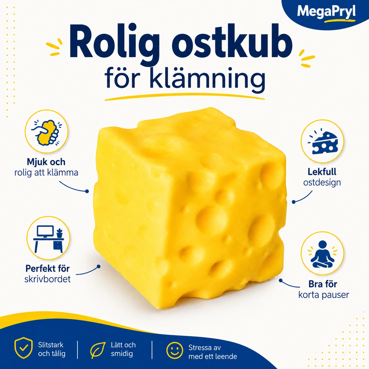 Stressleksak ostkub för klämning och avkoppling
