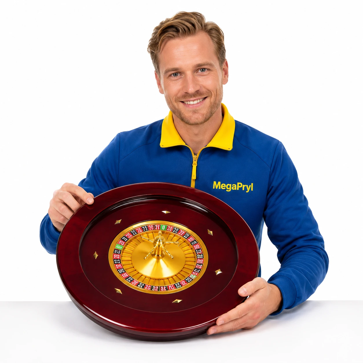 Rouletthjul 20 tum i trä med enkel 0 och dubbel 00