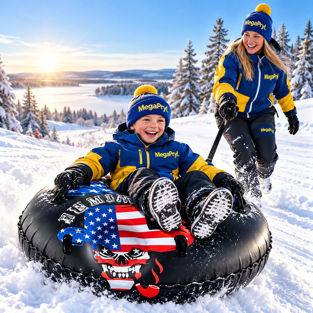 Snow tube för pulkabacke i PVC med handtag
