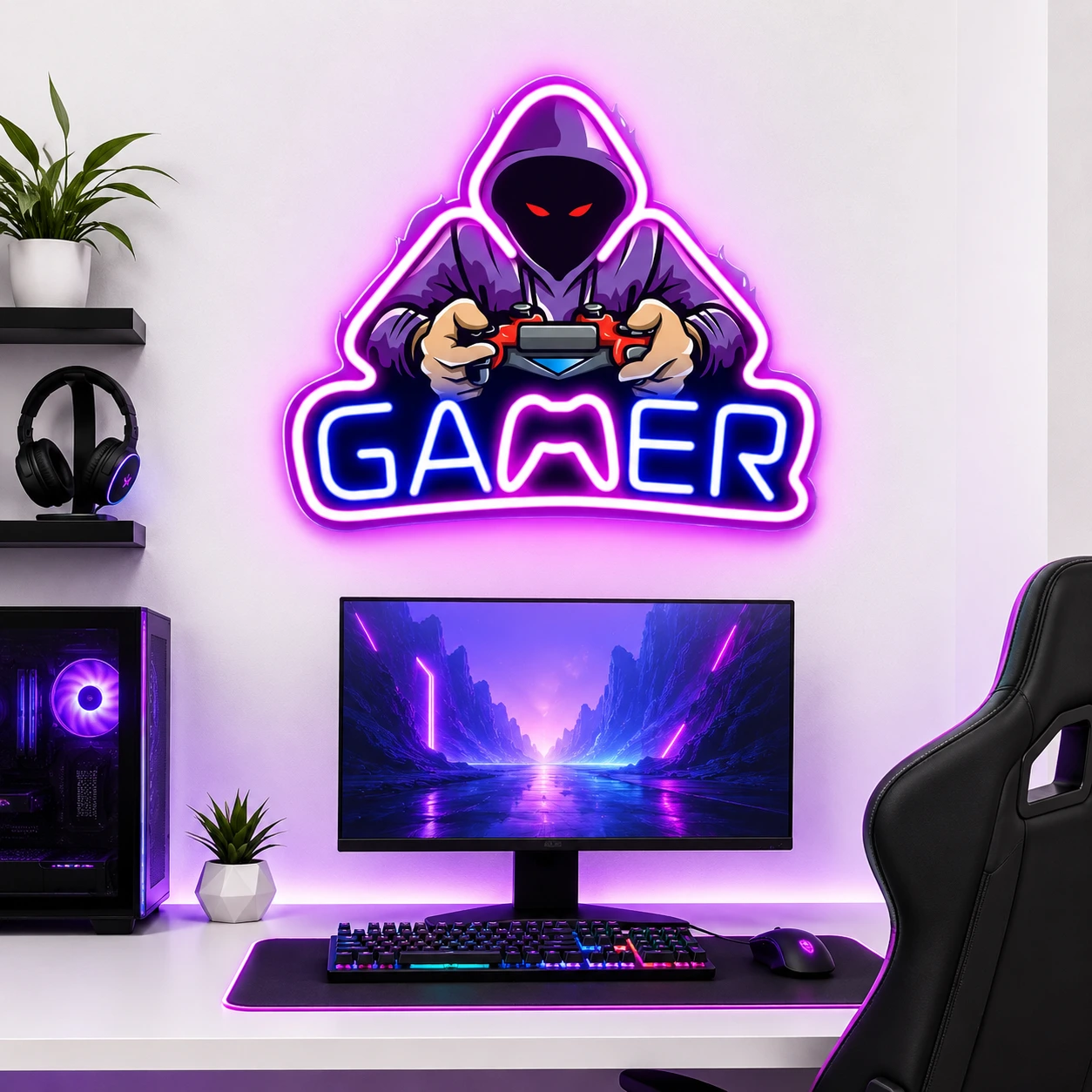 Gaming Neon Skylt – LED Väggdekoration för Gamer Room