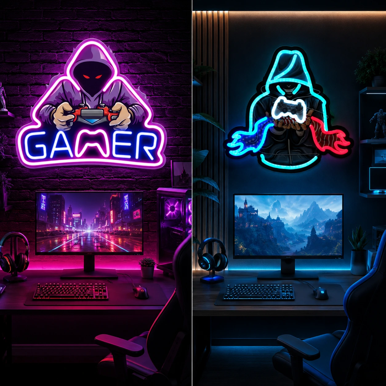 Gaming Neon Skylt – LED Väggdekoration för Gamer Room