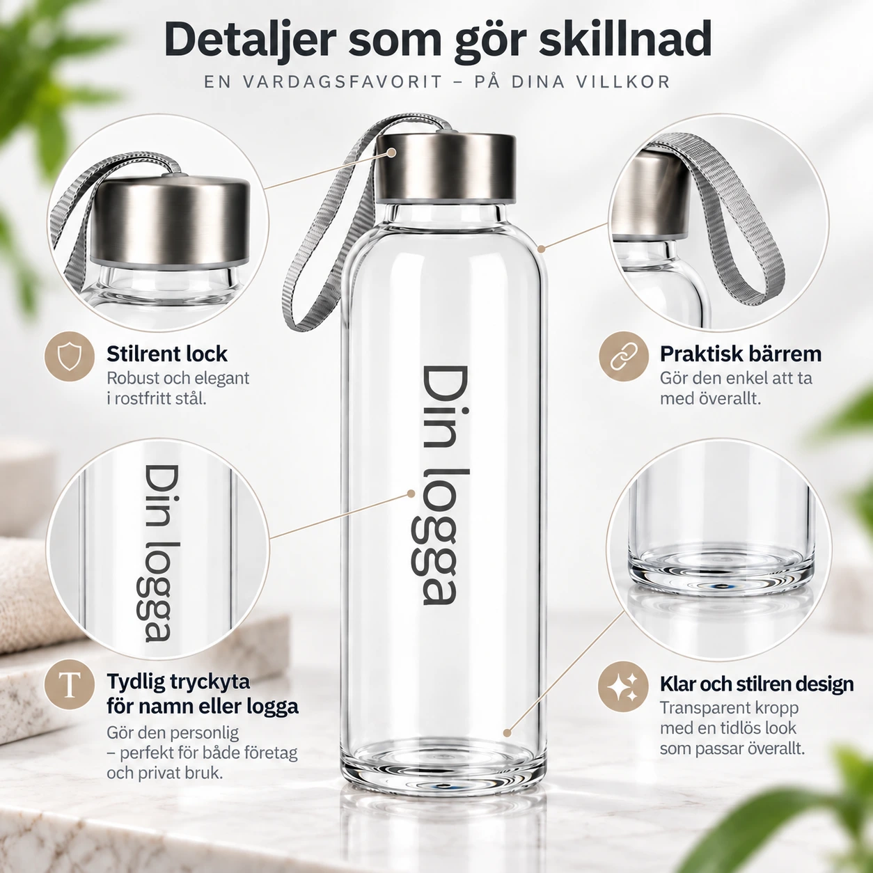 Vattenflaska med eget tryck för träning och vardag