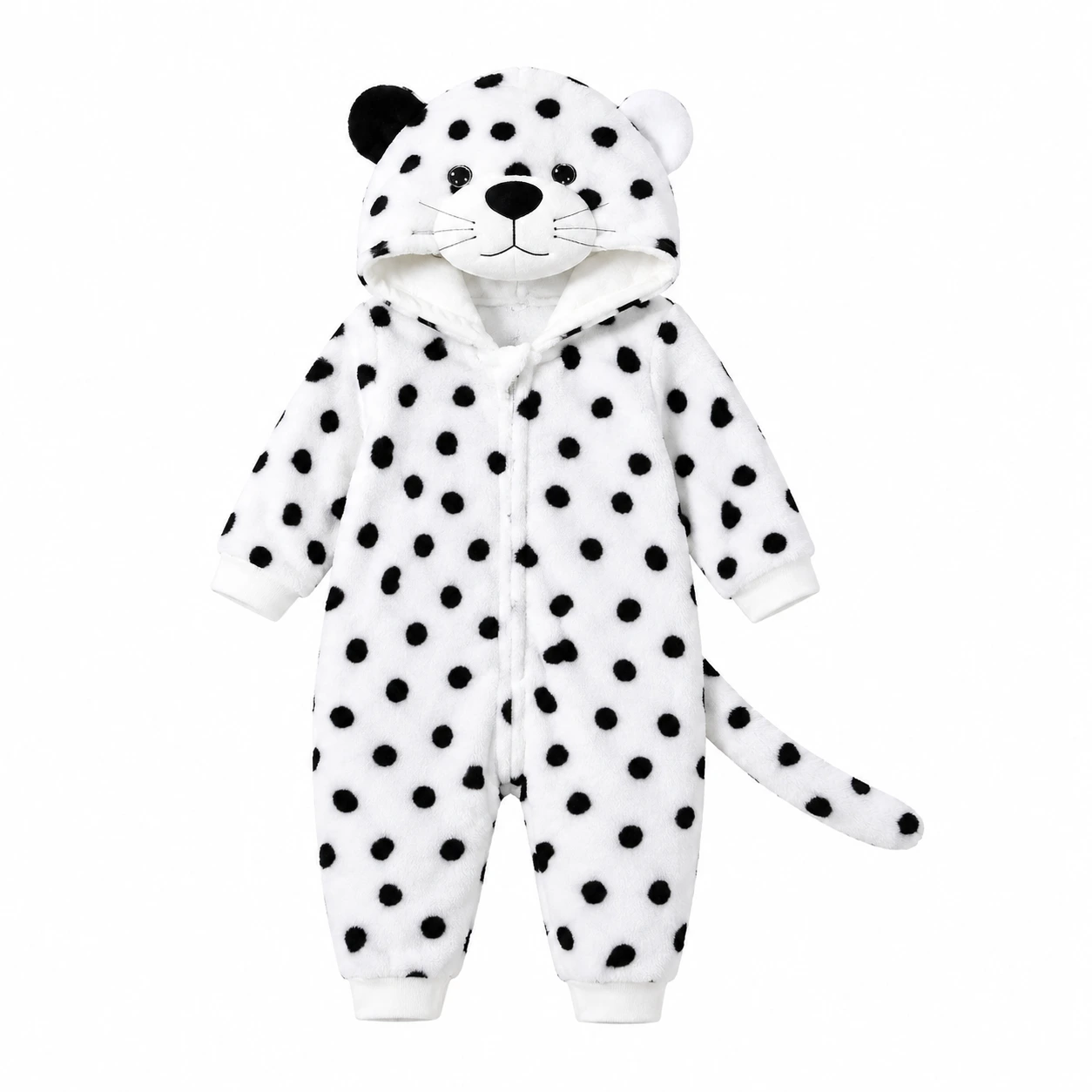 Snöleopard Maskeraddräkt för Barn – Mjuk Flanell med Huva