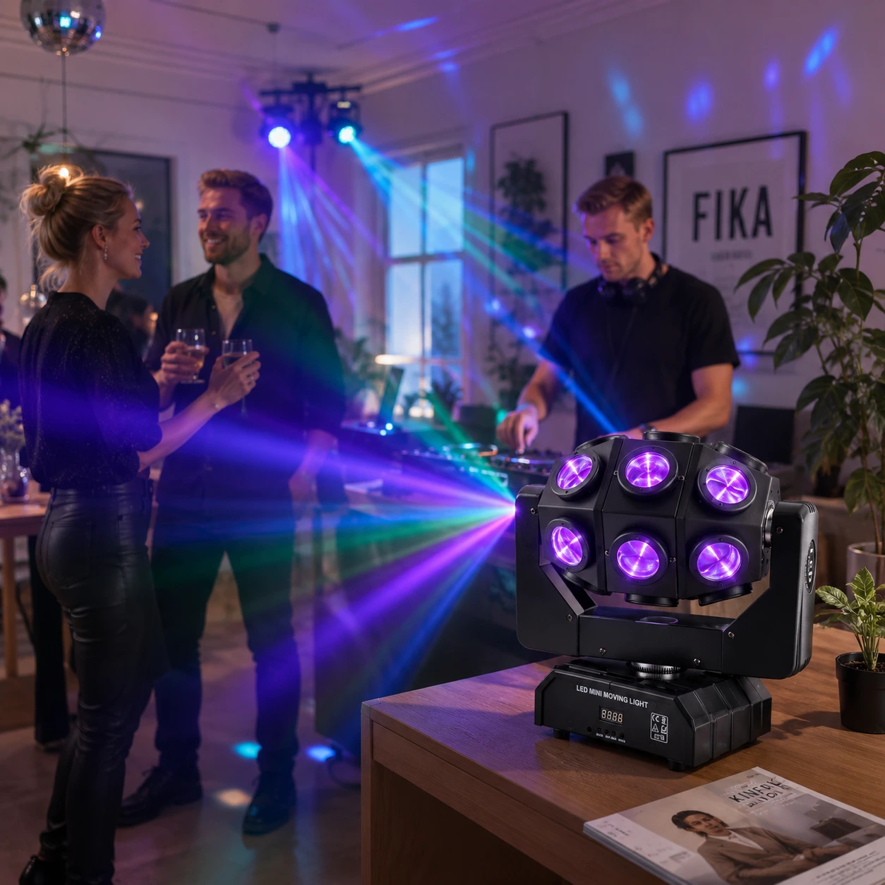 Moving head-lampa för fest och scen med DMX512 och RGBW